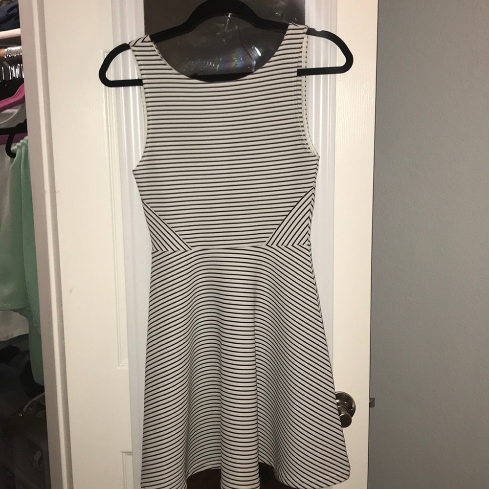 black and white stripped dress